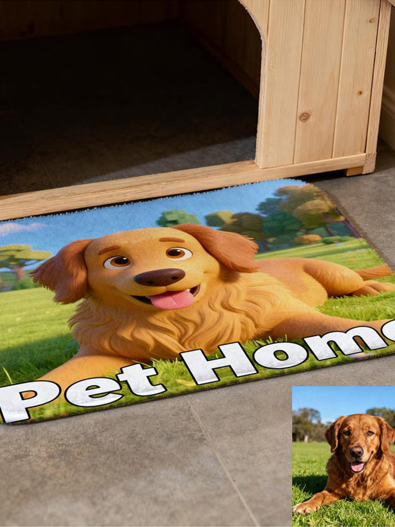 Personalized Pixar-Style Pet Mat with 3D Cartoon Portrait